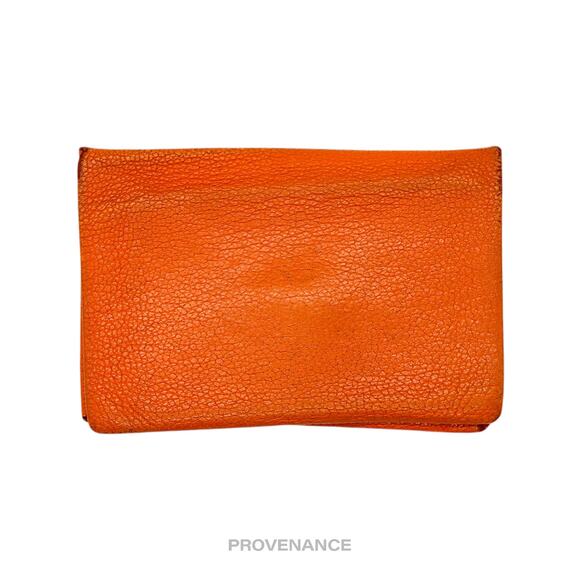 🔴 Hermès Calvi Card Wallet - Orange Chevre Mysore Leather - Picture 2 of 7